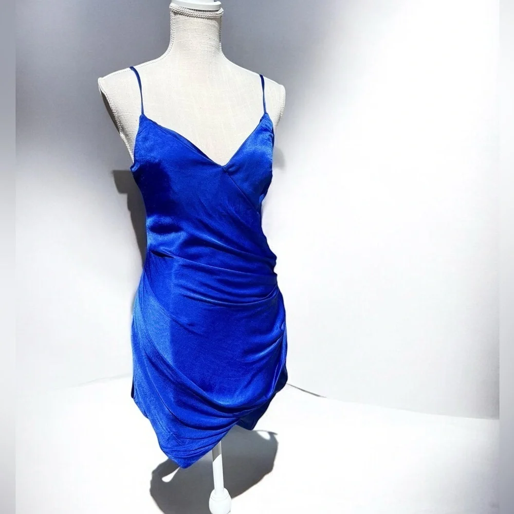 🌻NEW BARDOT Blue Oceana Asymmetric Handkerchief Hem Dress Size 6